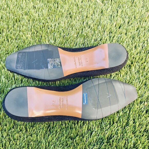 NEW Aquatalia Marcella glitter leather ballet flats Grey sculpted heel Italy - Picture 7 of 7